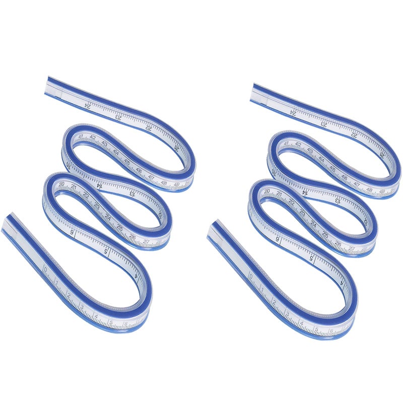 HLZC 2 Pieces 24 Inch Ruler  Flexible Curve Ruler Rulers for Drawing Curved Ruler for Sewing Ideal for Engineering Drawing Ruler That Can Be Bent Curve Templates  Flexi Curve (Blue) - Image 1